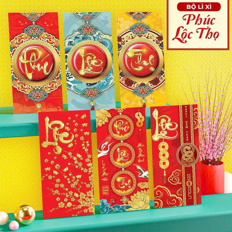 [TRUYỀN THỐNG] Combo 500 cái bao lì xì ngẫu nhiên 50 mẫu và ib chọn mẫu, bao lì xì 2025 TOP