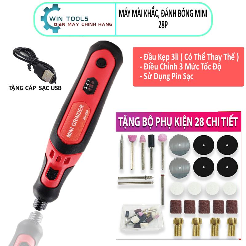 Máy mài khuôn mini 3 tốc độ 5000-10000-15000v/p khắc cắt đa năng mini sạc pin 3.7V đầu cốt 3mm