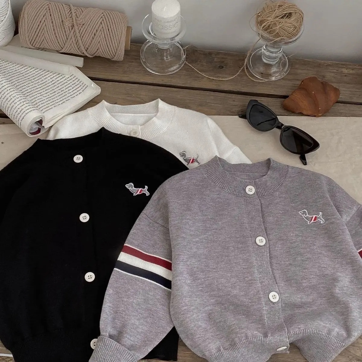 ￼Áo len trẻ em Cardigan dệt kim bé trai bé gái phong cách hàn quốc