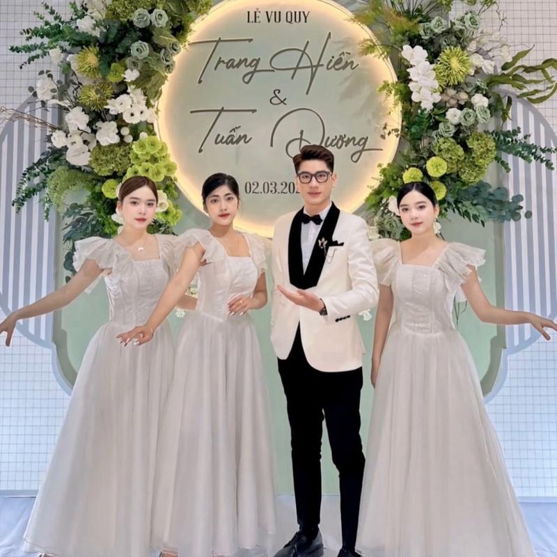 Bộ Vest Tuxedo Cao cấp 1 cúc màu trắng phối cổ nhung Nam Áo 6