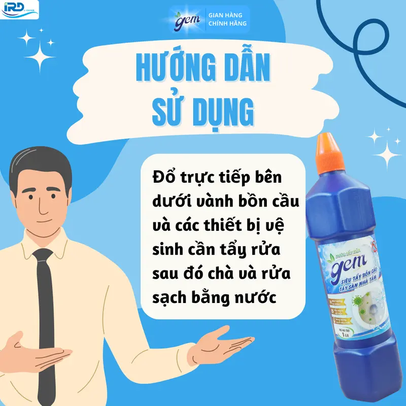 [GEM] Mua 1 Tặng 1 Nước tẩy Bồn Cầu chai 1L, Tẩy sàn nhà tắm, tẩy trắng gạch men nước  tẩy  nhà  vệ  sinh 4