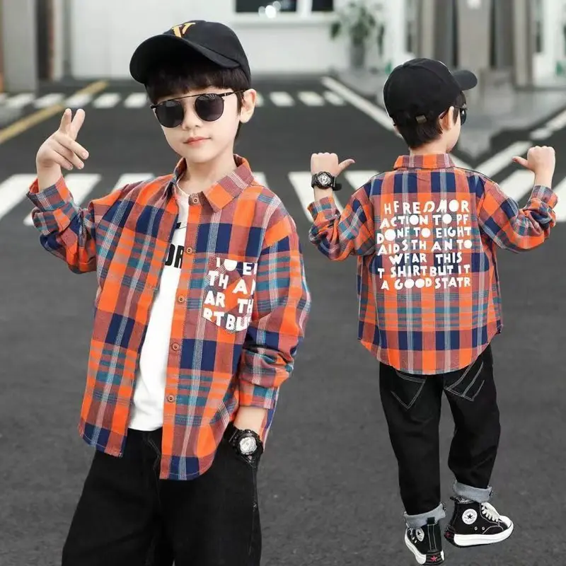 Áo Sơ Mi Kẻ Sọc Cho Bé Trai, Quần Áo Trẻ Em, Dài Tay, Thích Hợp Cho Mùa Xuân Và Mùa Thu, Trung Và Lớn, Áo Sơ Mi Mùa Thu, Thời Trang, Phong Cách Hàn Quốc, Hàng Mới Về 2024 3