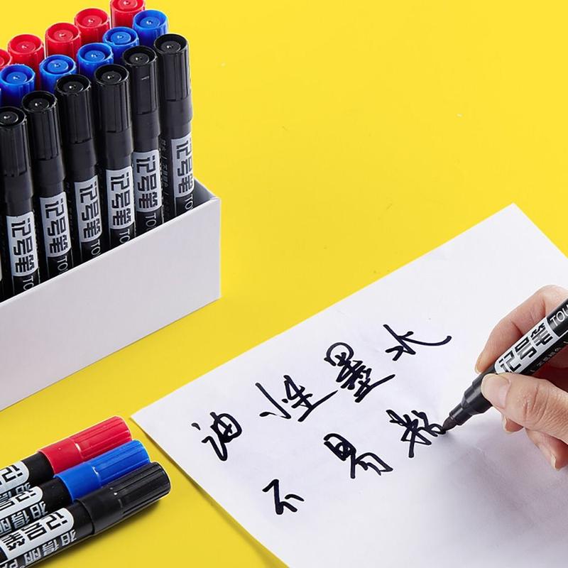 Product Introduction of High Quality 1.5mm Crude Nib Permanent Marker Pen Quick-Dry Fine Color Line Marking Pen Red Blue Black Ink Permanent Waterproof Marker Pens Gift 19