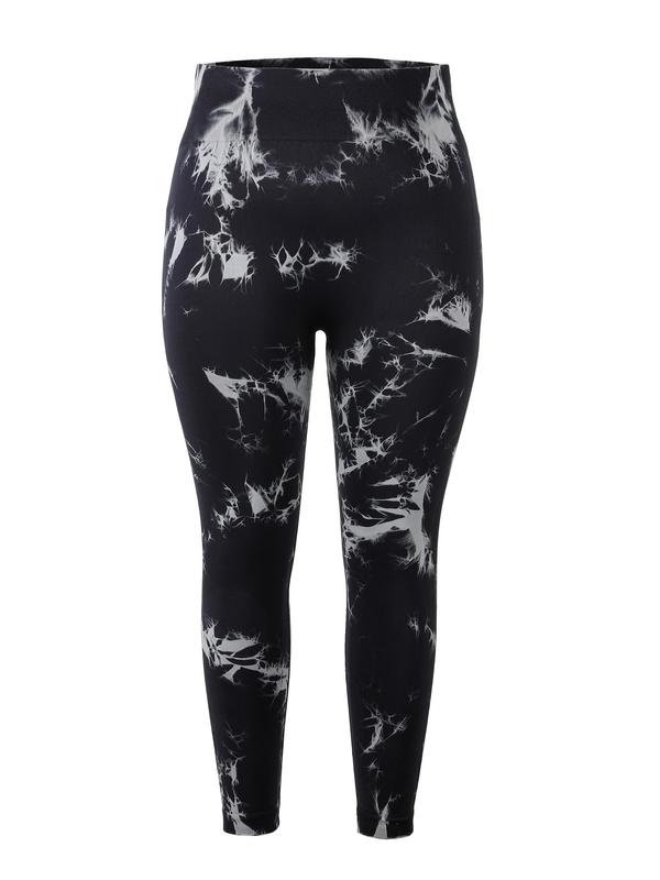 Plus Tie Dye Print High Waist Leggings, Casual Comfy Breathable Seamless Skinny Pants for Outdoor Daily Wear, Women's Bottoms for All Seasons 6