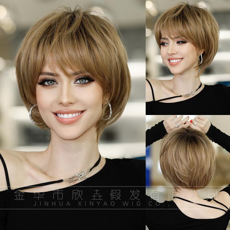 Product Introduction of Elf Cut Wig Female Black Level Short Synthetic Mechanism Chemical Fiber Wig hair  wigs 11
