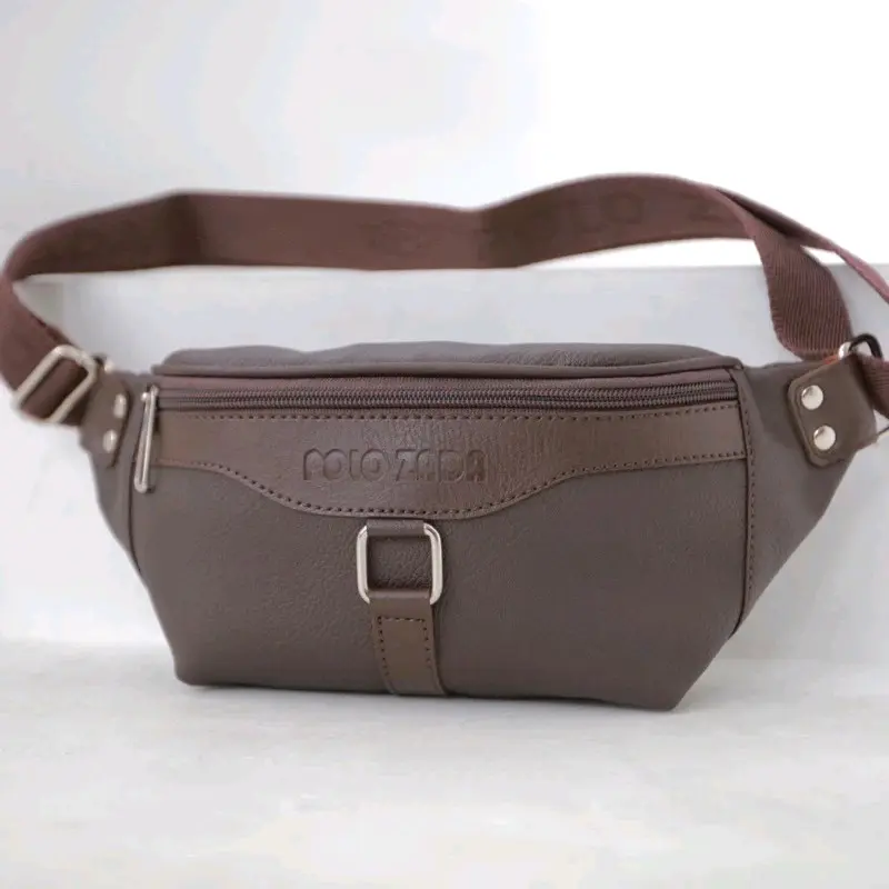 Waistbag Pria Bahan Kulit Pu leather Kekinian High Quality Premium Pinggang Cowok Slingbag 6