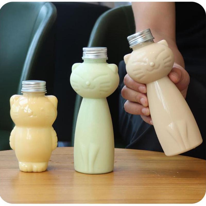 Product Introduction of Cat Bottles 1Pcs Kawaii Cat Water Bottles for Milk Tea Coffee Juice Portable Drinking Cup Home Transparent Juicing Beverage Drink Bottle BPA Free 26