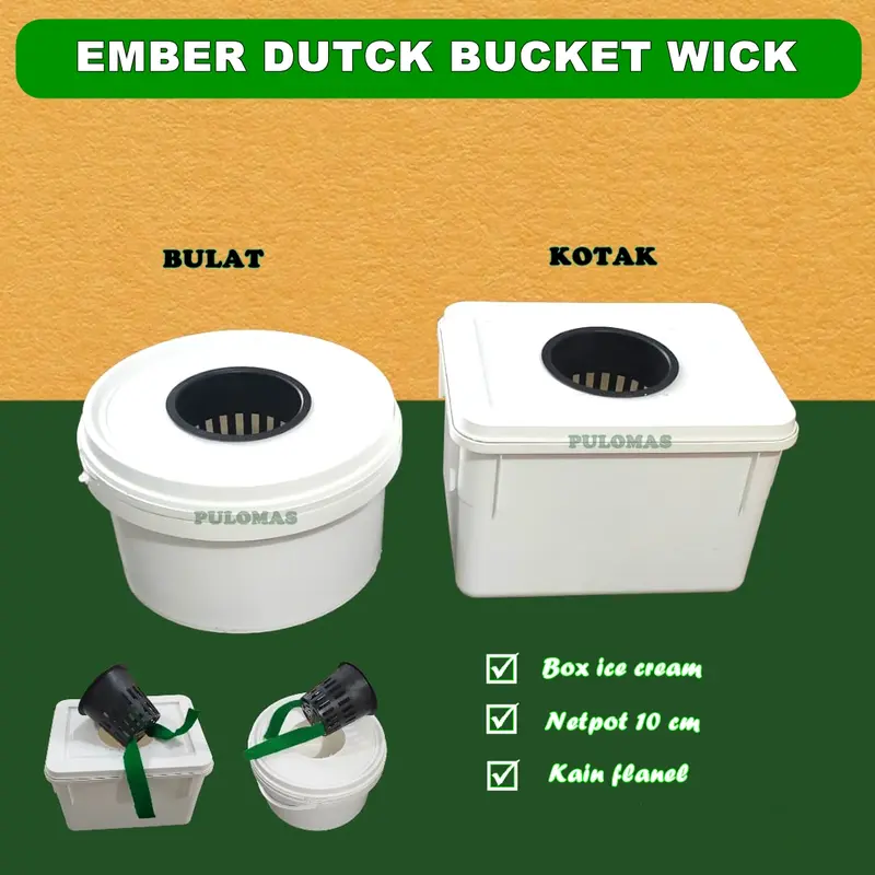 Pot Hidroponik Dutch Bucket Sistem Wick Bulat Tanaman Ember 0