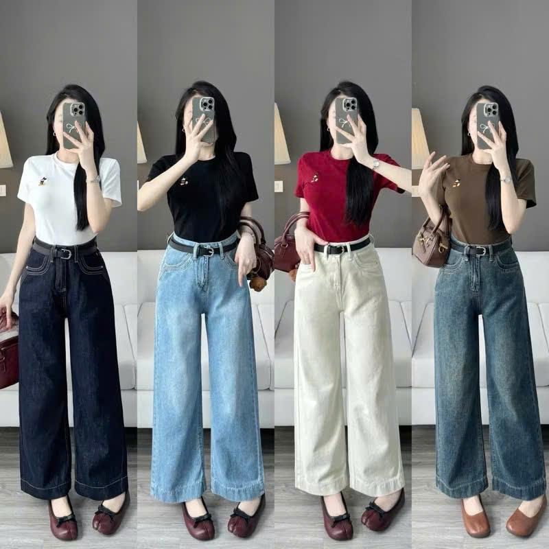 CB006 Nấm lùn Quần jean nữ nấm lùn 93cm 3 màu xuông gấu to dễ phối đồ