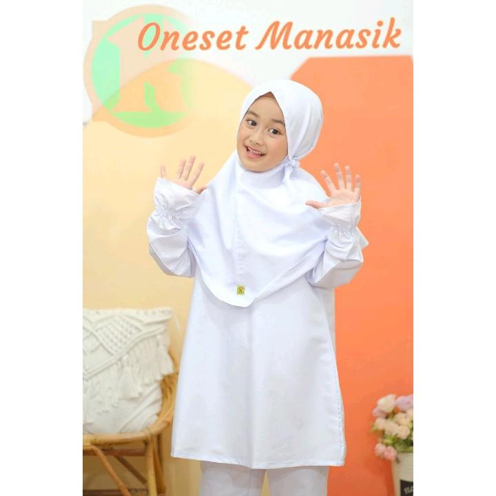 ONESET PUTIH MANASIK BY KHALID FASHION | Setelan Manasik Anak | Setelan Putih Anak Perempuan [4-14 tahun] 5