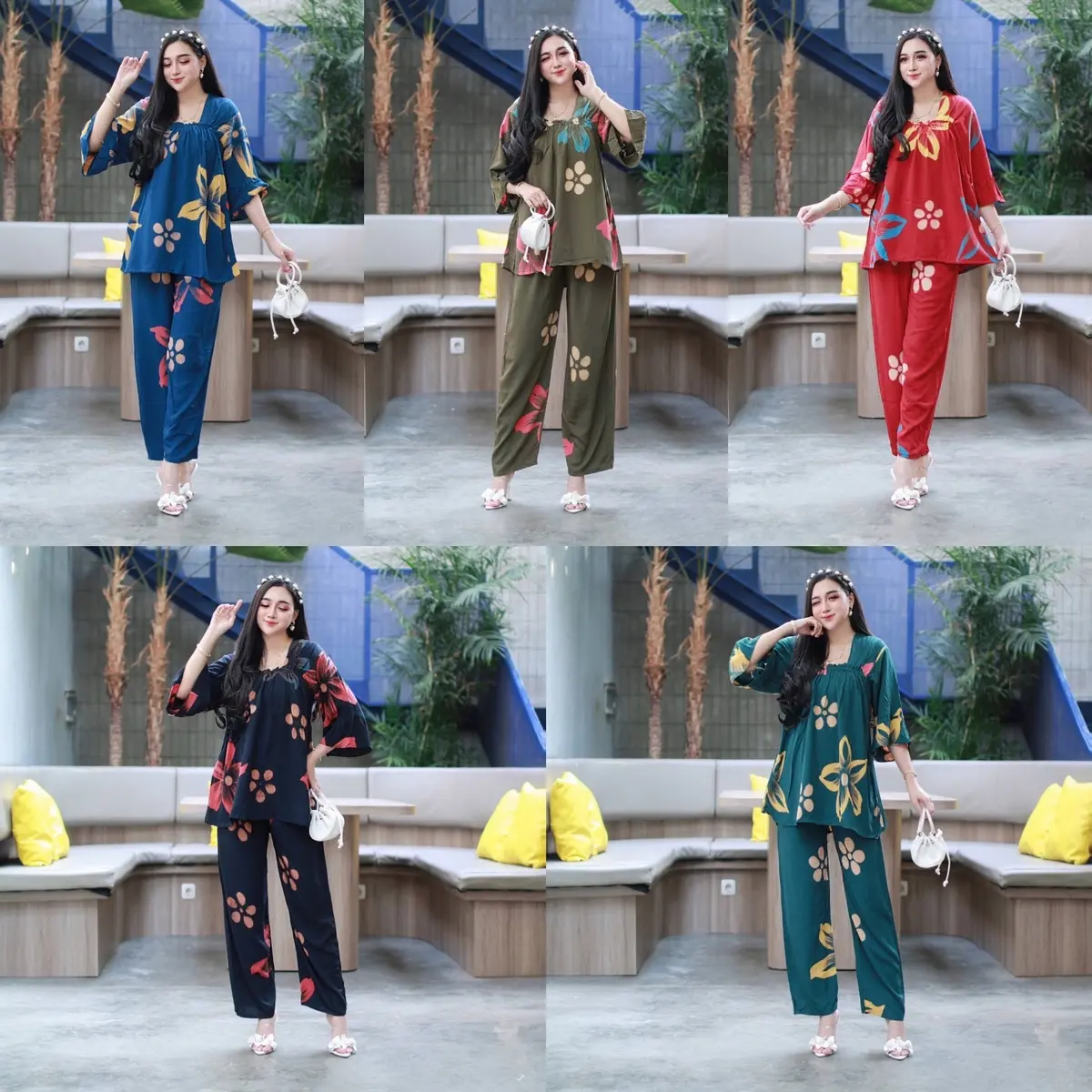 BAJU ONE WAN ON SET DAILY OOTD JENNY PIYAMA PAKAIAN TIDUR CELANA SETELAN SETCEL TIE DYE 1 SATU KEMEJA BAHAN KATUN RAYON PREMIUM MODEL MOTIF TERBARU PREMIUM WANITA DEWASA TANGAN LENGAN PANJANG KEKINIAN MURAH 2022 FASHION KOREAN STYLE LD 110 Bunga Busui