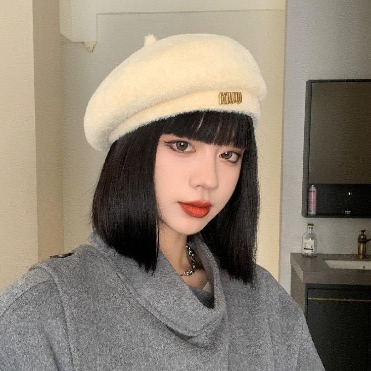 Mũ Beret MIU Mũ Nồi Lông Nhung Phong Cách Hàn Quốc Thời Trang Thu Đông Cho Nữ SX4M