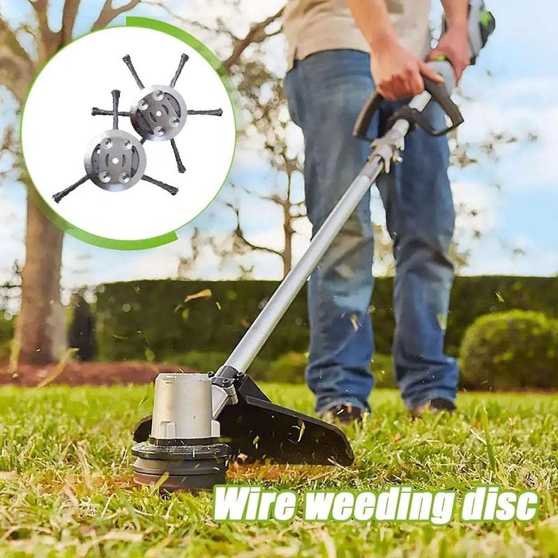 Product Introduction of 1Pcs New Steel Wire Wheel Lawn Mower Head Removal Moss Rust Brush Disc Weed Brush Head Universal 6 inch Grass Trimmer Head 20