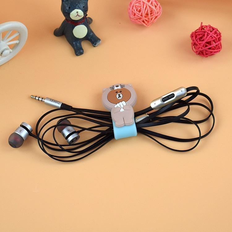 PVC soft rubber earphone nail buckle winding device button storage device snap button earphone cable manager hub 2