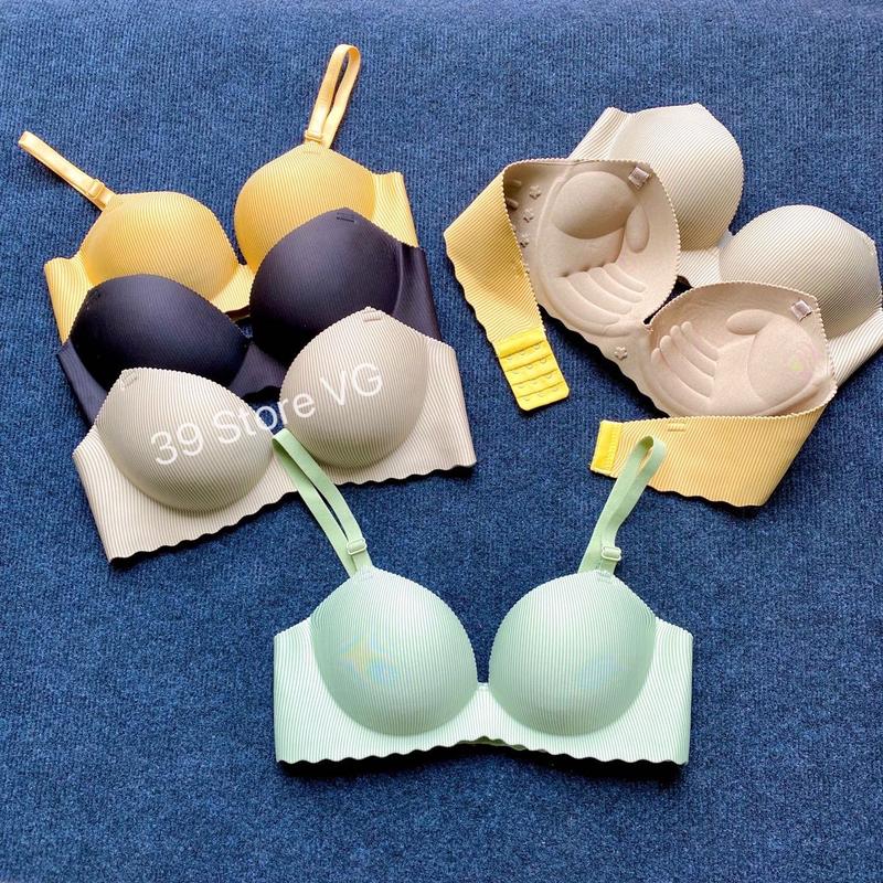  Combo 3 Áo Lót Su Nhung Kẻ Sọc Đẹp Mắt Áo Ngực Nữ Đúc Su Nâng 3 Phân Mút Mềm Êm Ái Không Gọng 
