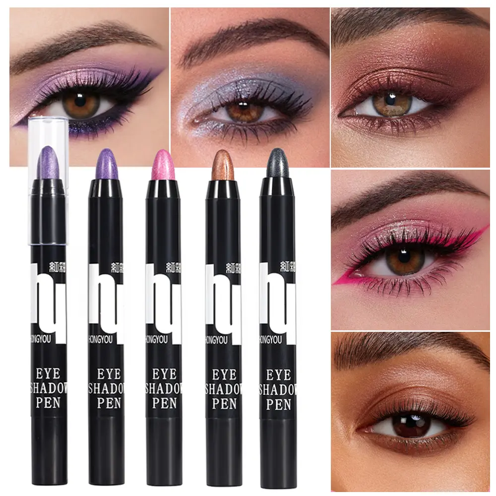 Eyeshadow pen highlight pearlescent brightening Pop Lazy lying silkworm pen flash eyeshadow stick foreign trade makeup