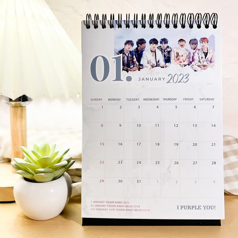 Kalender Meja 2024 BTS KPOP 01 Premium Aesthetic / Desk Calendar Spiral 0