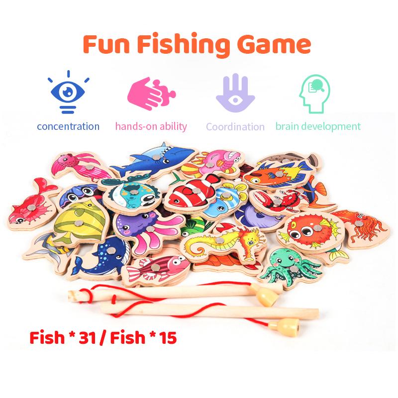 Đồ Chơi Câu Cá Bằng Gỗ Từ Tính, 31/15 Mảnh, Trò Chơi Giáo Dục Cho Trẻ Em Toy