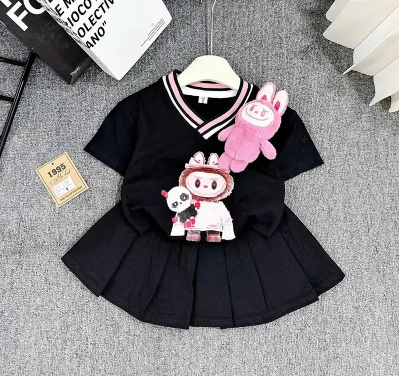 váy labula bé gái xinh , size 12--45 kg mẫu gấu cổ trái tim năng Động sang chảnh chất vải đep hàng may kỹ 2