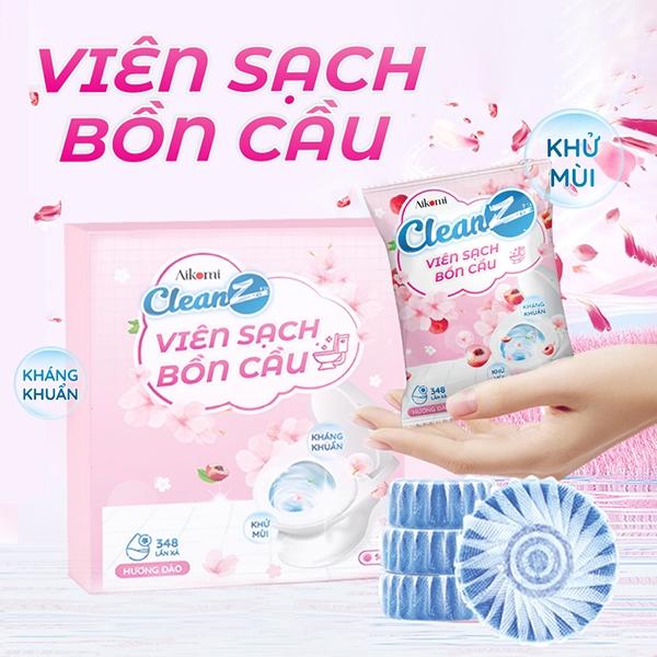  Viên thả bồn cầu CleanZ sạch khuẩn thơm mát tẩy sạch mảng bám khử mùi hương đào 50g gói 