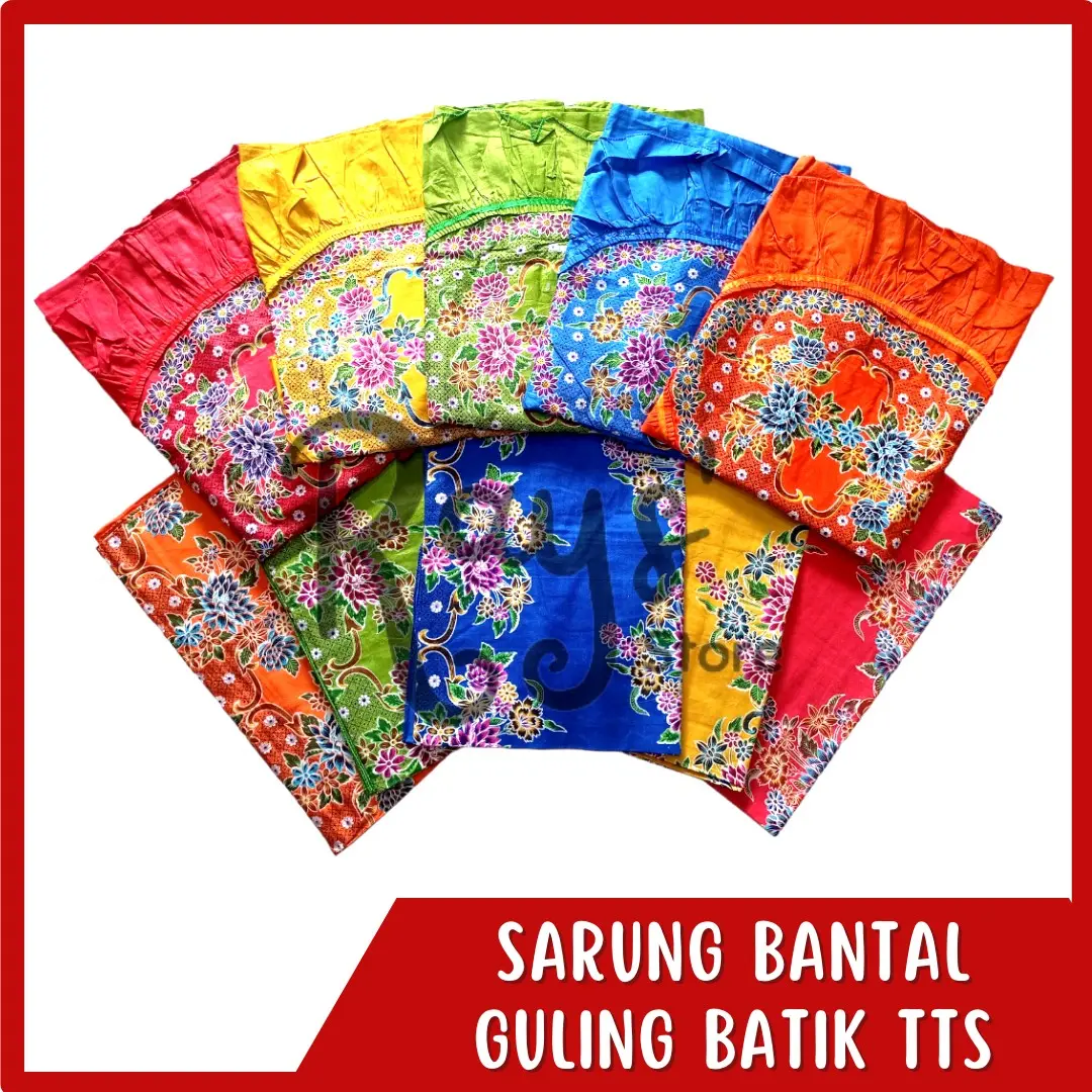 Sarung Bantal Guling Batik TTS Pekalongan Jadul Aesthetic Rempel Pakai Tali Bahan Katun Adem Berkualitas Motif Bunga