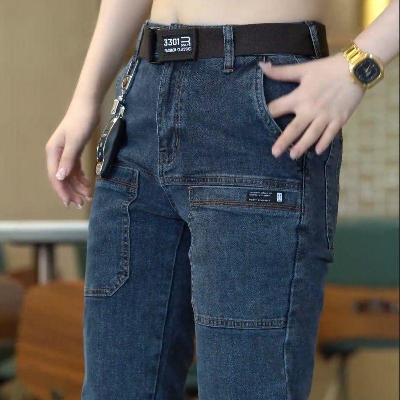 Quần Jean Co Giãn Cho Nam, Hàng Mới Về, Ống Đứng, Sáu Túi, Nhiều Túi 0