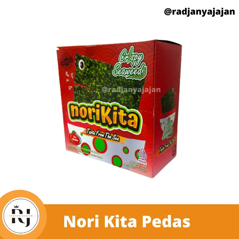 NoriKita Rumput Laut Rasa Pedas 1 Box Isi 12 Pcs| Rumput Laut | Rumput Laut Panggang | Nori | Nori Rumput laut | Nori halal | Nori Kita | Nori Seaweed 0