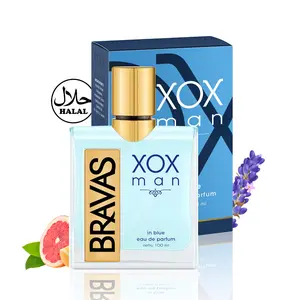 BRAVAS Parfum Pria 100 ML XOX Man Eau De Parfum HALAL Perfume Spray Cologne Besar Lelaki EDP Ori HItam Biru Black Blue Lavender Wangi