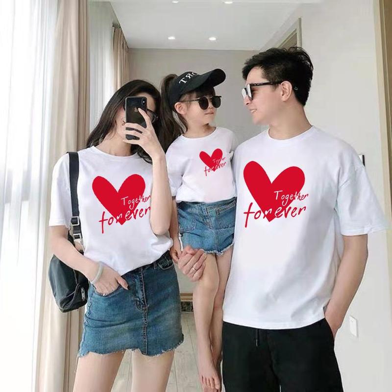 Love Parent-Child Short-Sleeved T-shirt for a Family of Three Or Four Clothes for the Whole Family Kindergarten Sports Meeting Business Attire Mother-Child Mother-Daughter Matching Outfit T Womenswear Overalls 0