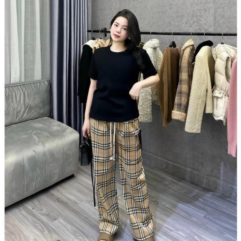 Quần Thô mềm, Suông Ống Rộng Đẹp, Quần Dài Kẻ Sọc Cạp Chun Co Dãn Phối Dây Culottes Phong Cách Ulzang Dễ Mặc Siêu Hot #1010 Nữ Women Pants 0
