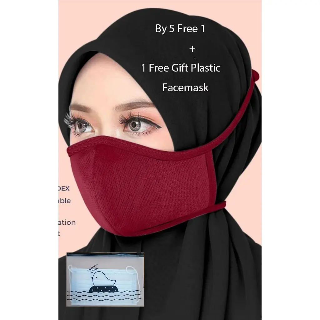 Facemask Muslimah Bertali Ikat Belakang Fabric anti bacteria | Microfiber Spandex | Bertali Ikat Belakang Readystok!!!!!
