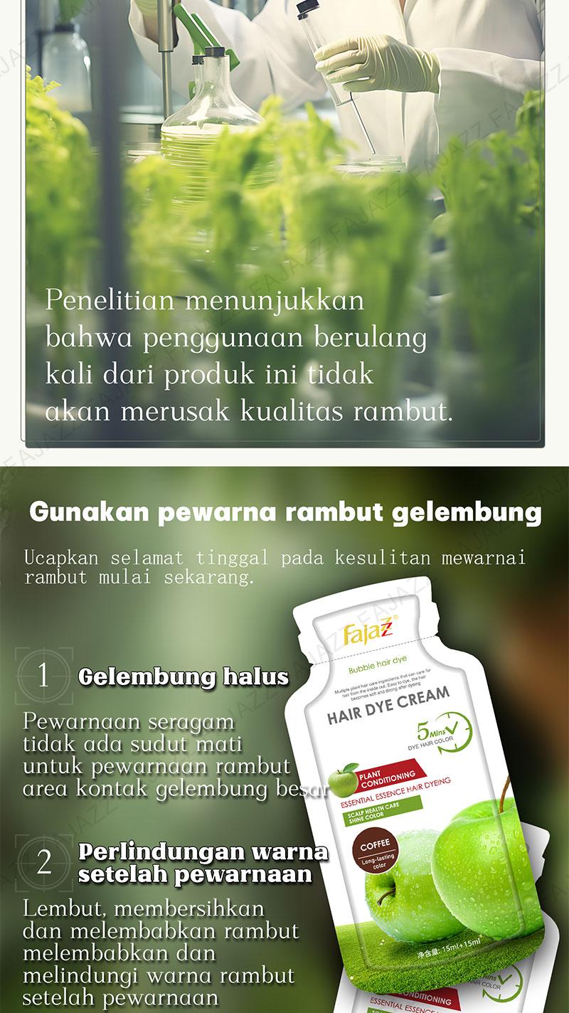 Product Introduction of 【Fajazz】（20 pcs）Pewarna rambut gelembung Fajazz adalah merek asli resmi tanaman murni, pewarna gelembung alami dan tidak menyebabkan iritasi untuk pria dan wanita, Anda dapat mewarnai rambut Anda di rumah 8