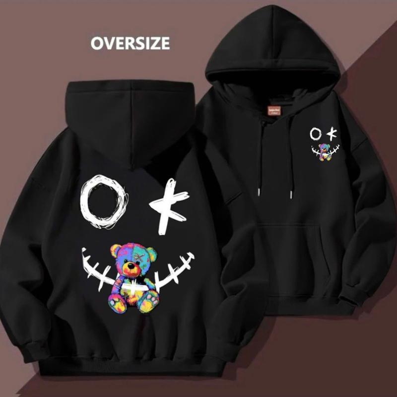  ÁO HOODIE UNISEX NAM NỮ GẤU OK CÓ BIGSIZE TỪ 35kg đến hơn 100kg CHẤT NỈ DÀY MỊN CAO CẤP- ÁO KHOÁC CHUI TAY DÀI FORM RỘNG OVERSIZE Menswear 