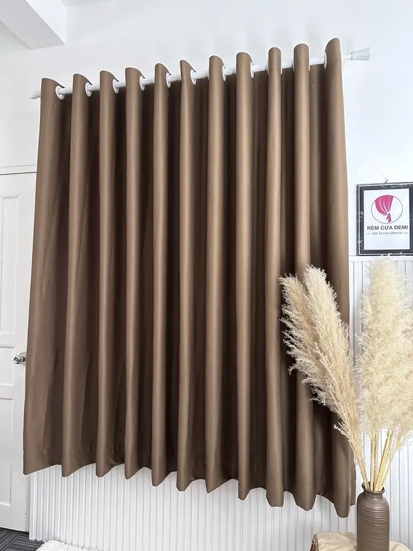 Rèm cửa màu nâu Tây trơn chống nắng tối đa 2,6m 0