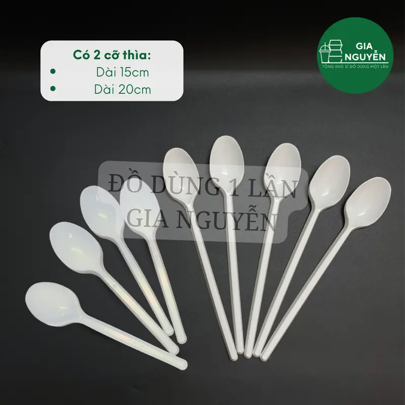 Thìa Nhựa Dài Màu Trắng Cao Cấp Dùng Ăn Chè, Cháo, Súp,... 2