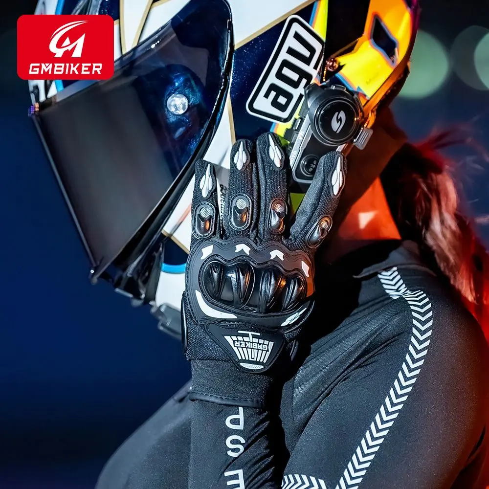 Motorcycle Riding Gloves Breathable Protective Touch Screen Summer Thin Anti-Fall Non-Slip Retro Motor Cycling Full Finger