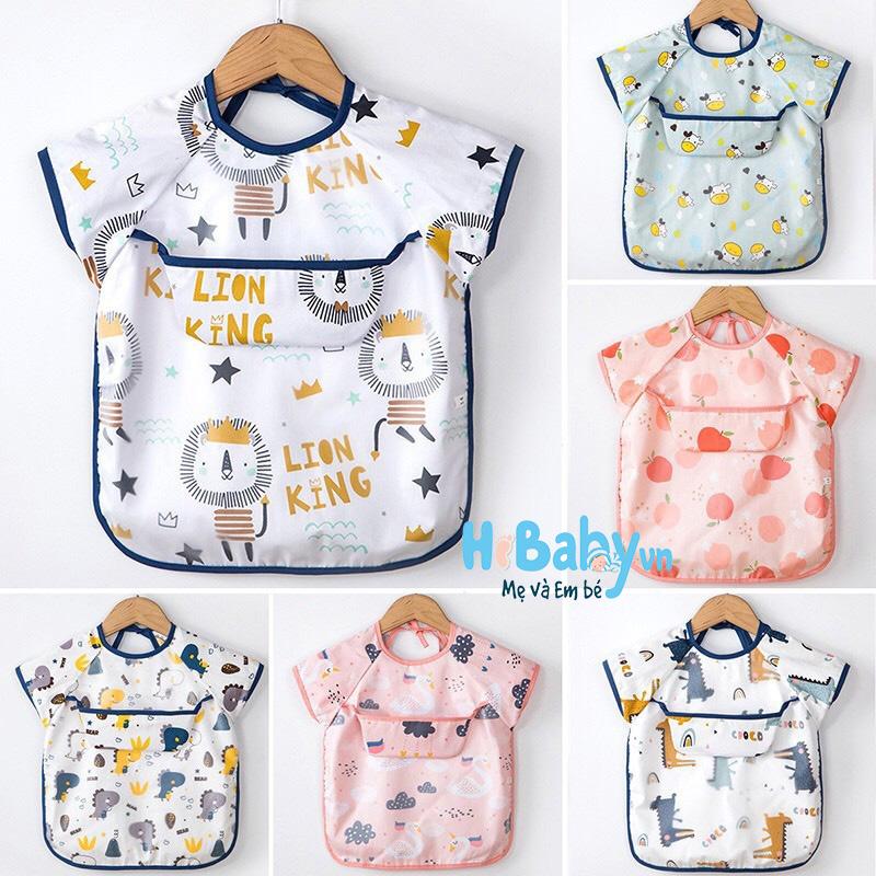 Áo yếm ăn dặm dài tay chống thấm có máng hứng ngang ngực Áo yếm ăn dặm BLW cao cấp