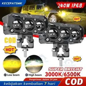 Lampu Tembak Foglamp Led CR7 SQL 3 Mata Laser Putih Kuning Waterproof Lampu Tembak Sorot High Low