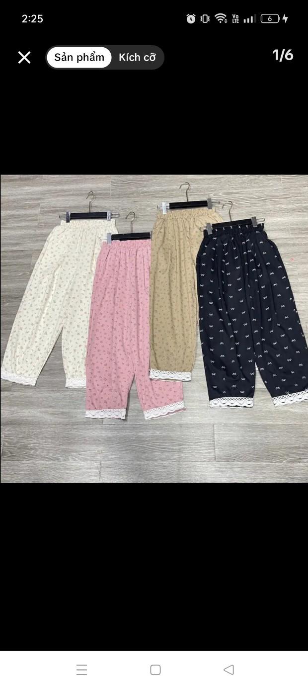 Product Introduction of Quần Baggy Nữ from Thụng Hoa Nhí Gấu Pha Ren, Chất Thô Mềm Mát  Menswear Pants 4