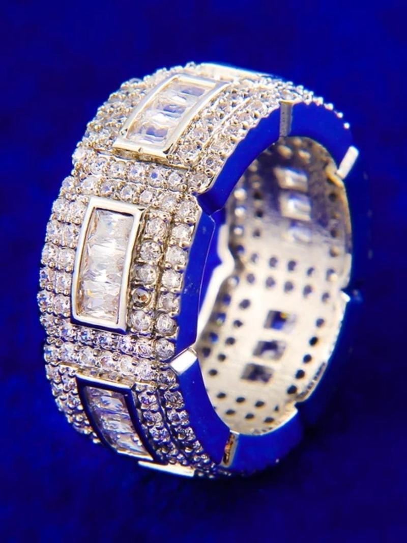 Product Introduction of Men's Rhinestone Decorated Ring, Fashion Jewelry for Party, Daily Clothing Decor, Trendy All-match & Exquisite Jewelry for Birthday Gift 4