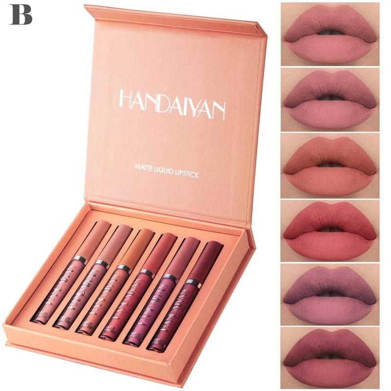 Long Lasting Matte Liquid Makeup Lipstick Set, 6 Counts/set Smudge Proof Non Sticky Lip Care Lip Gloss Set, Satin Texture Plumping Glossy Lip Glaze, Christmas, Christmas Gift 4