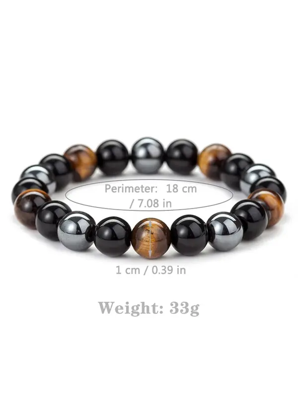 Natural Tiger Eye Stone Beaded Bracelet, Unisex Elastic Bracelet for Men & Women, Fashion Accessories for Daily Wear 8