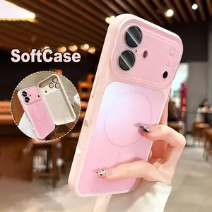 [Desain Penyambungan Bahan Silikon Cair 17PROMAX Softcase] Premium Bisa Dicuci Lapisan Beludru Fully Enclosed Camera Silicone Case Magnetic Soft Case with Magsafe for iPhone 13 14 15 16 17 PRO MAX 17PRO 16PRO 15PRO Shockproof Pink Blue Black Cover