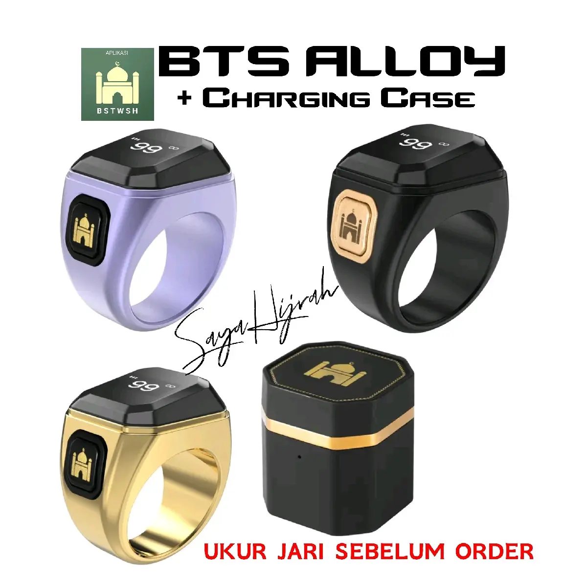 BTS Cincin Zikir Muslim Tasbih Pintar Bstwsh + Box Cas Powerbank