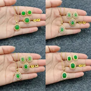 Set Kalung Giok Xuping Wanita Elegan Lapis Mas High Quality Model Baru