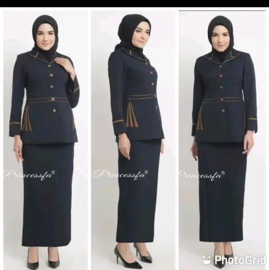 seragam biru dongker wanita princessfa/ stelan blezer dongker wanita terbaru/ baju kerja wanita biru dongker