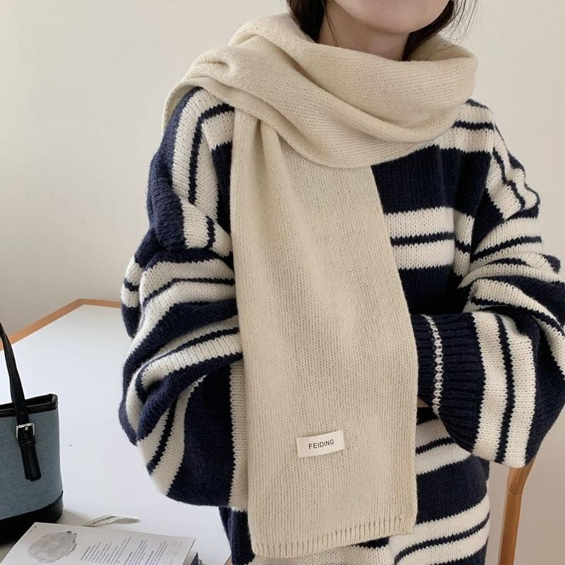 Product Introduction of Winter Warm Solid Color Cross Scarf Woolen Thicken Neckerchief Neck Scarf Girls 8