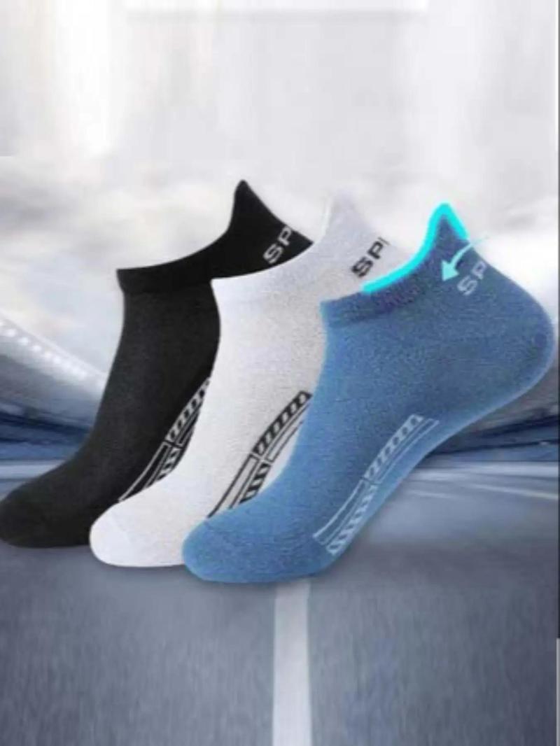 Product Introduction of Men's 5 Pairs Letter Print Ankle Socks, Casual Comfortable Breathable Low Cut Socks for Daily Wear, Men Knitting Socks for All Seasons 4