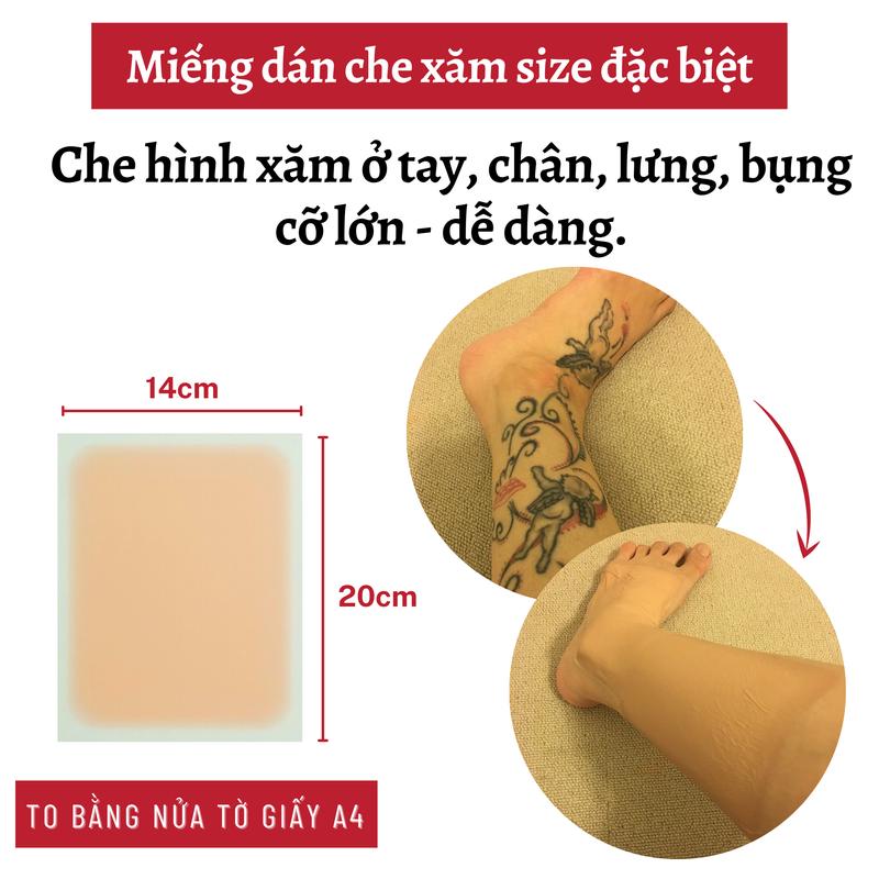 Miếng dán che hình xăm lớn ở chân tay lưng kích thước 14x20cm chống nước chống mồ hôi