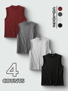 Men's Solid Color Sleeveless Tee, Casual Crew Neck Top for Gym Workout, Summer Clothes for Outdoor Street Travel